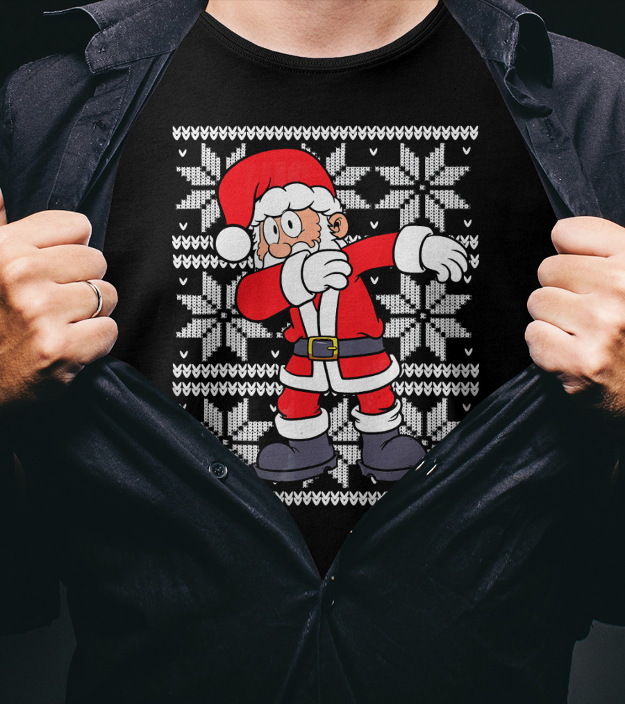 UGLY CHRISTMAS Dabbing Santa Dab Snowflake T-Shirt