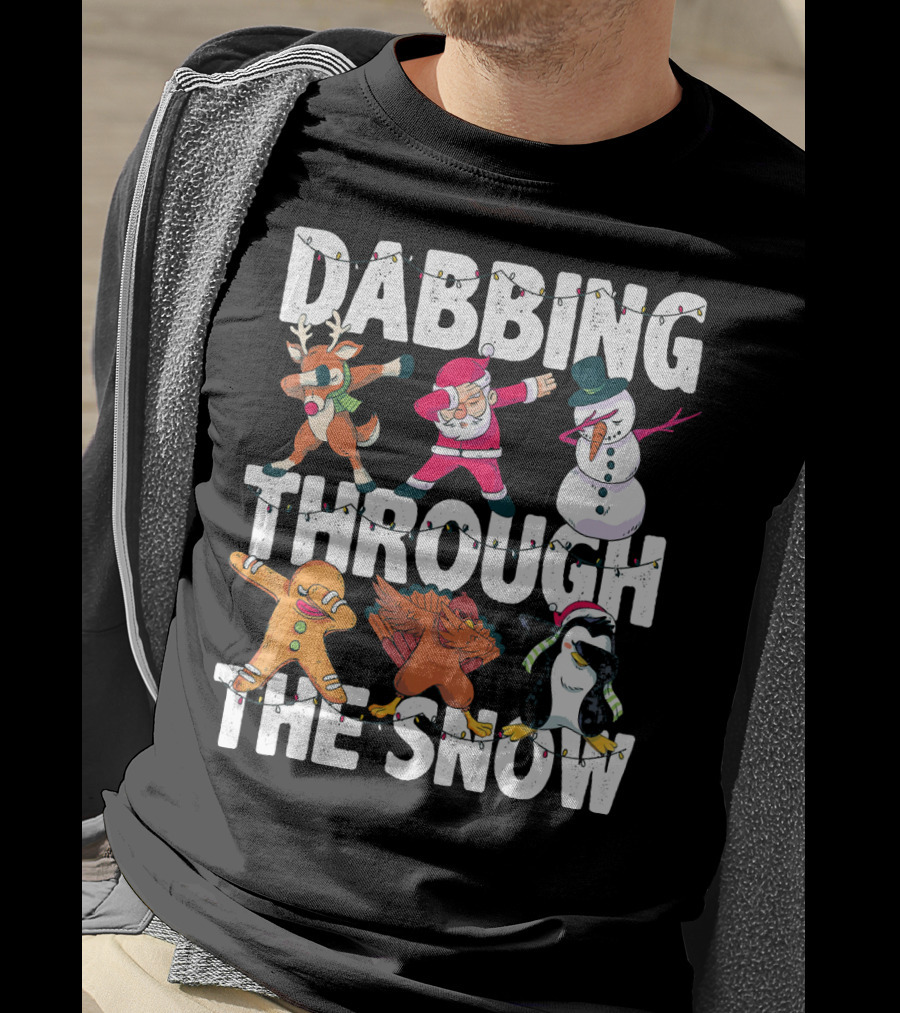 Dabbing Through The Snow Christmas Santa Friends Dabbing T-Shirt