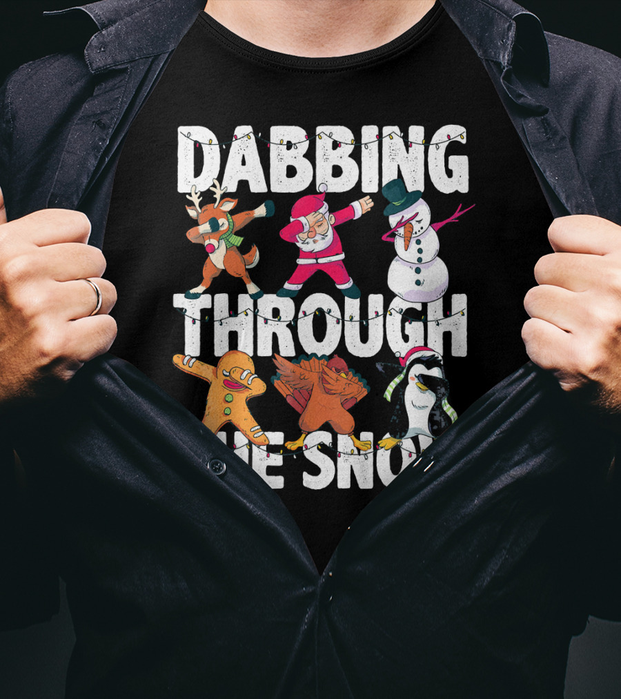 Dabbing Through The Snow Christmas Santa Friends Dabbing T-Shirt