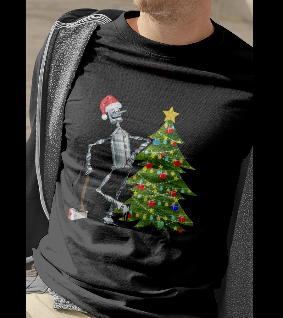 Tin Man Wizard Of Oz Santa Hat Christmas Tree T-Shirt