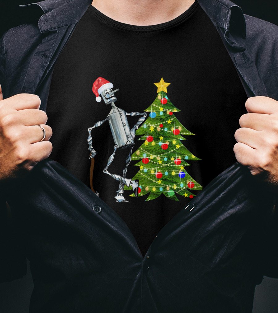 Tin Man Wizard Of Oz Santa Hat Christmas Tree T-Shirt