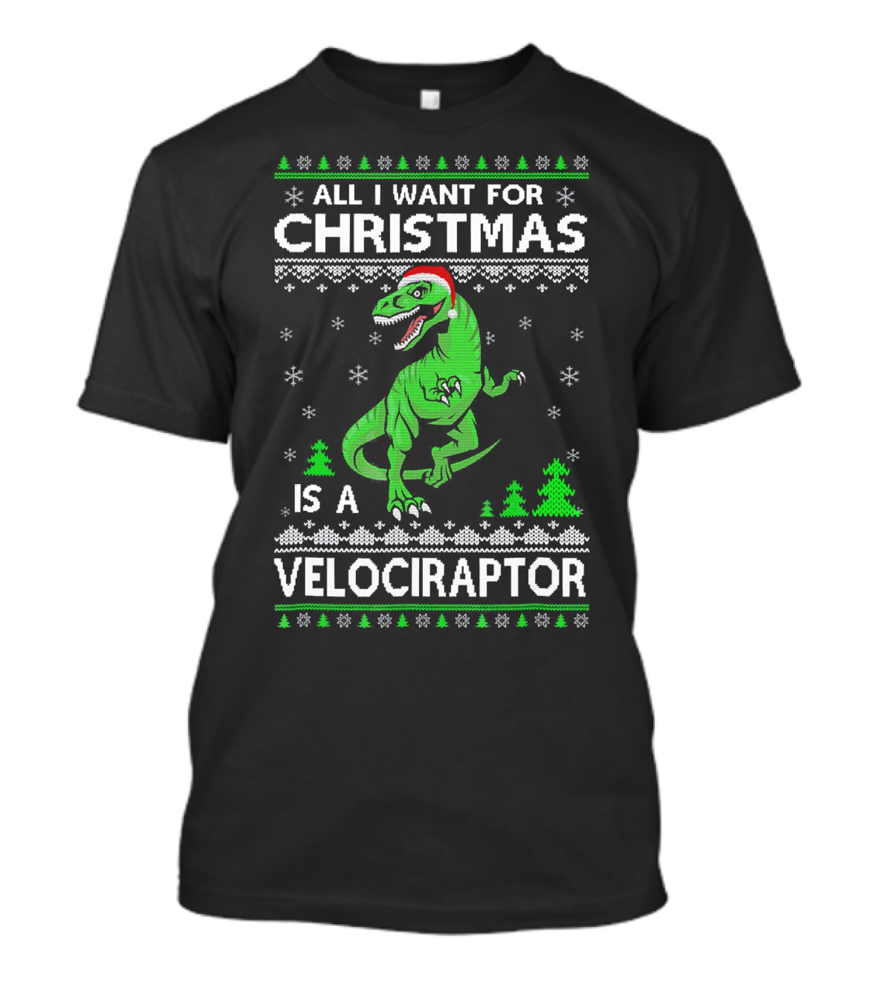 Funny Velociraptor Dinosaur Christmas All I Want Is A Velociraptor T-Shirt