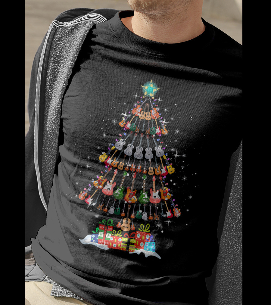 Guitar Christmas Tree Funny Merry Star Gifts T-Shirt