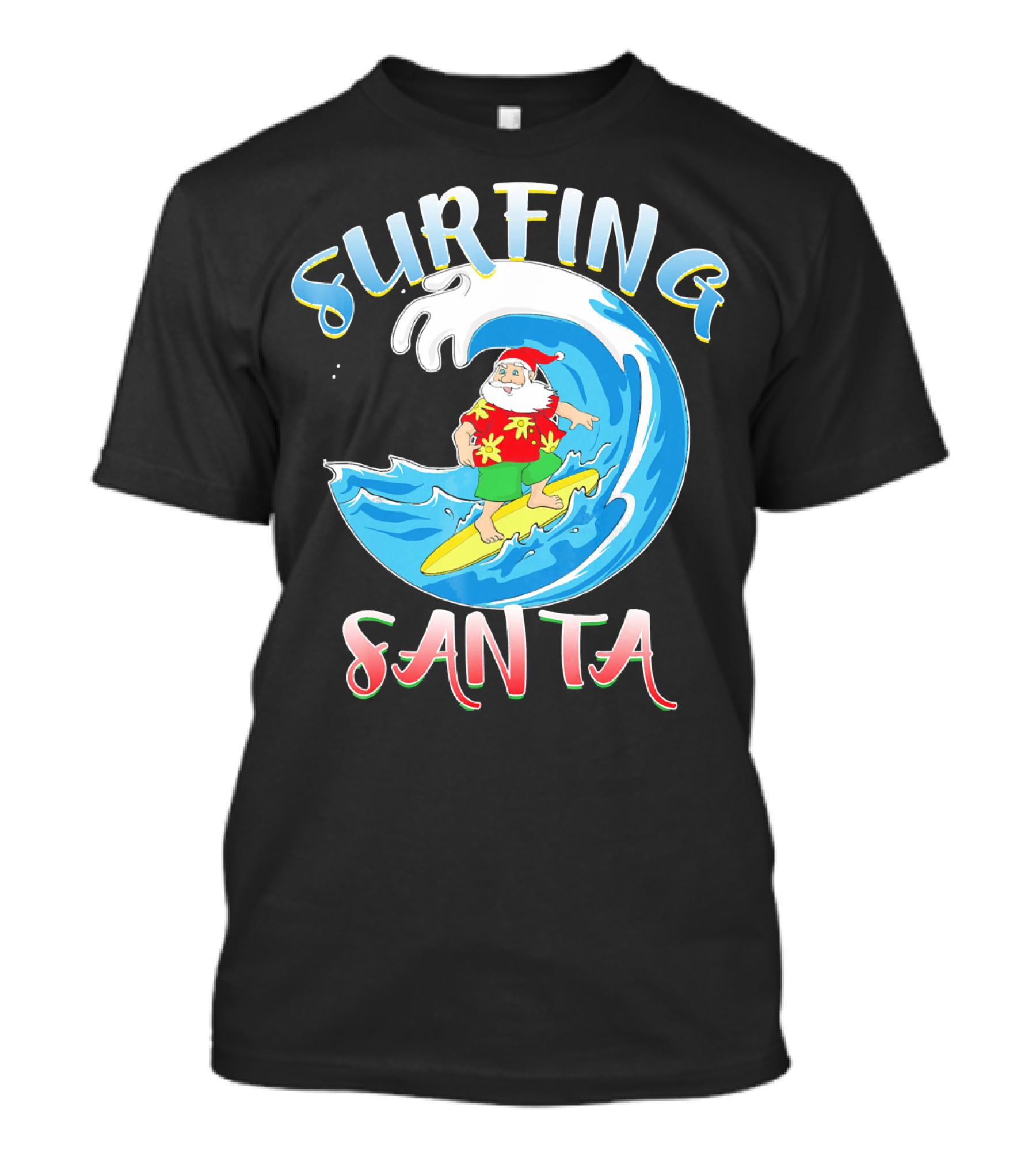 Surfing Summer Santa Christmas Wave T-Shirt