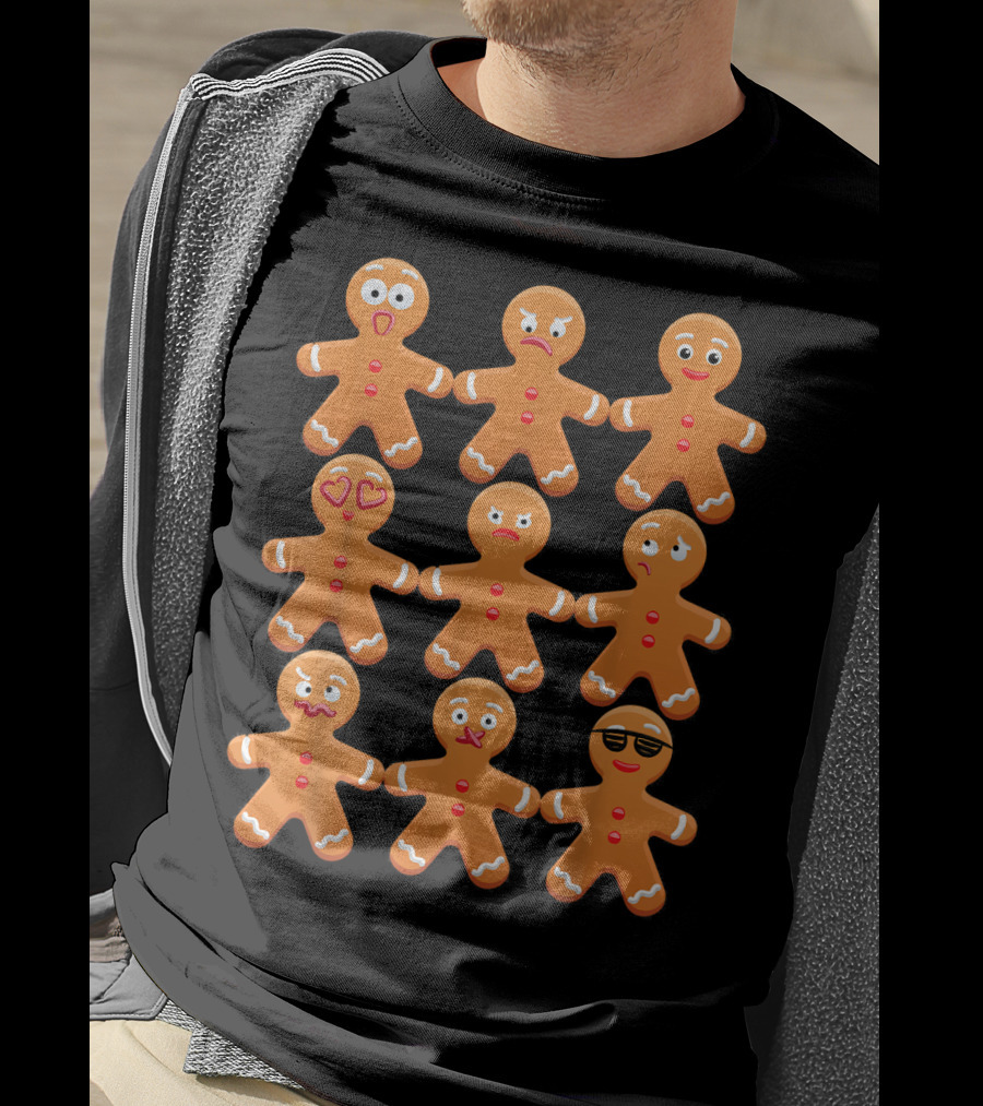 Cool Gingerbread Emojis Emoticon Faces Collection T-Shirt