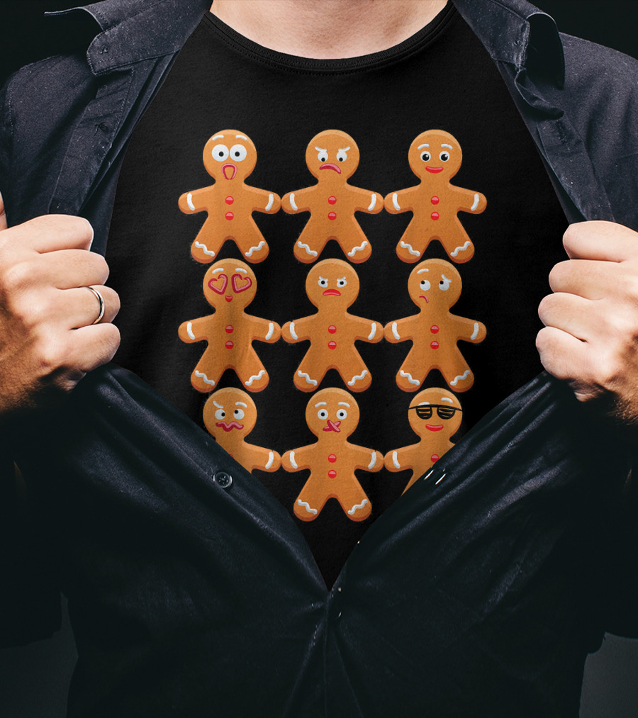 Cool Gingerbread Emojis Emoticon Faces Collection T-Shirt