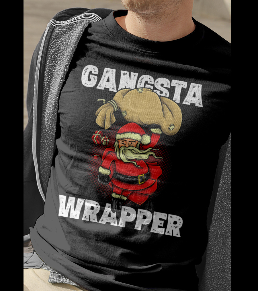Gangsta Wrapper Santa With Sack And Gifts T-Shirt