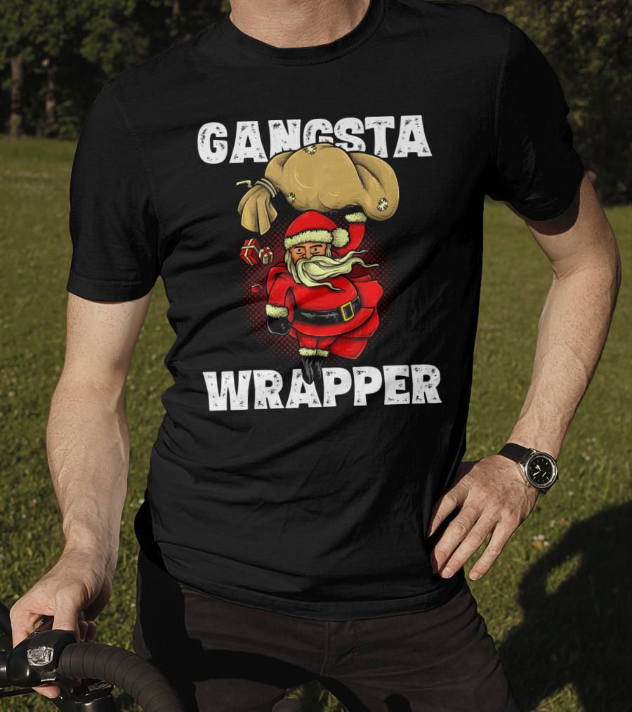 Gangsta Wrapper Santa With Sack And Gifts T-Shirt