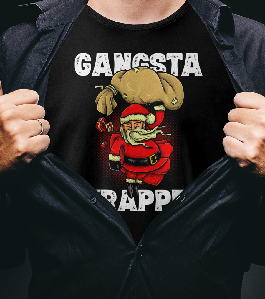 Gangsta Wrapper Santa With Sack And Gifts T-Shirt