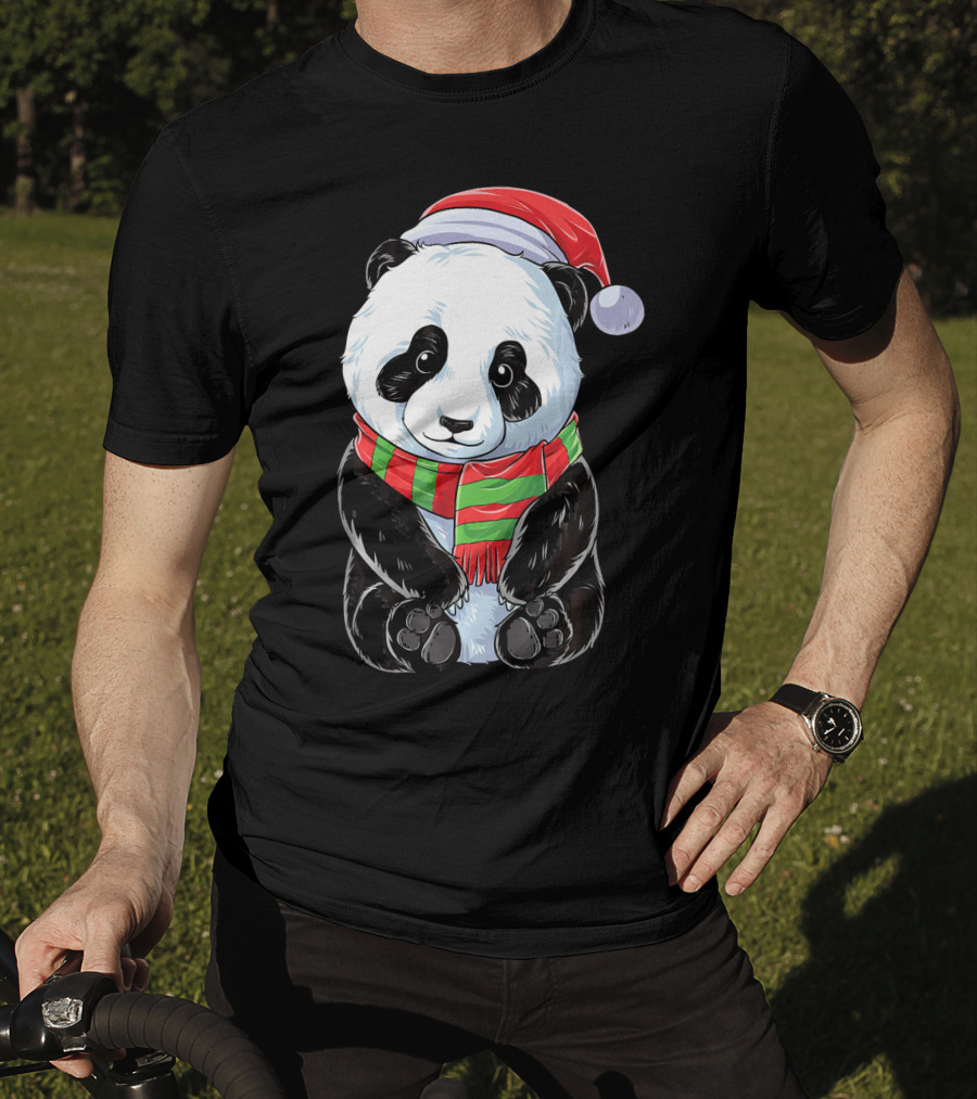Santa Hat Panda Christmas T-Shirt