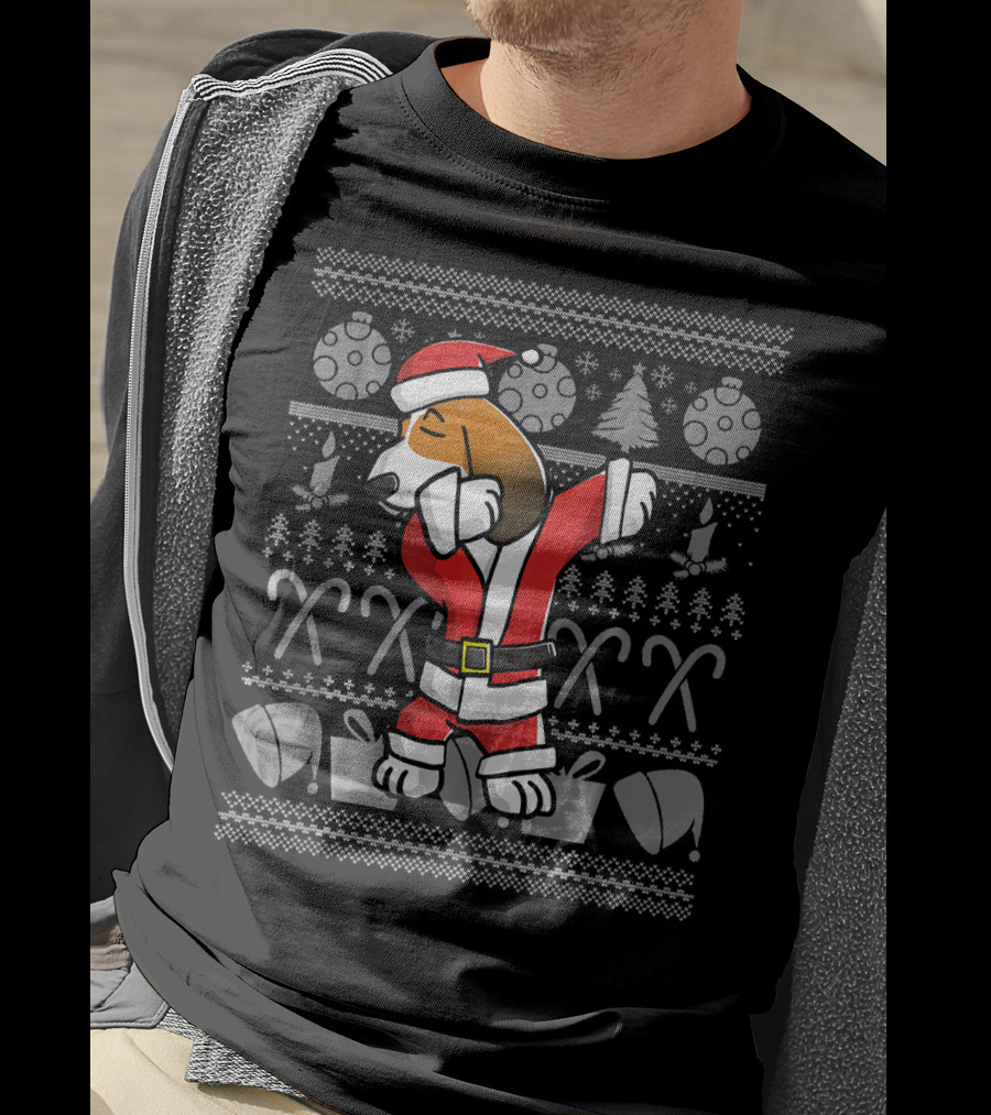 Santa Basset Hound Dabbing Christmas T-Shirt