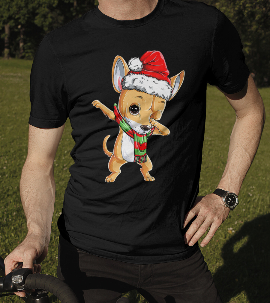 Chihuahua Santa Dabbing Christmas Scarf T-Shirt