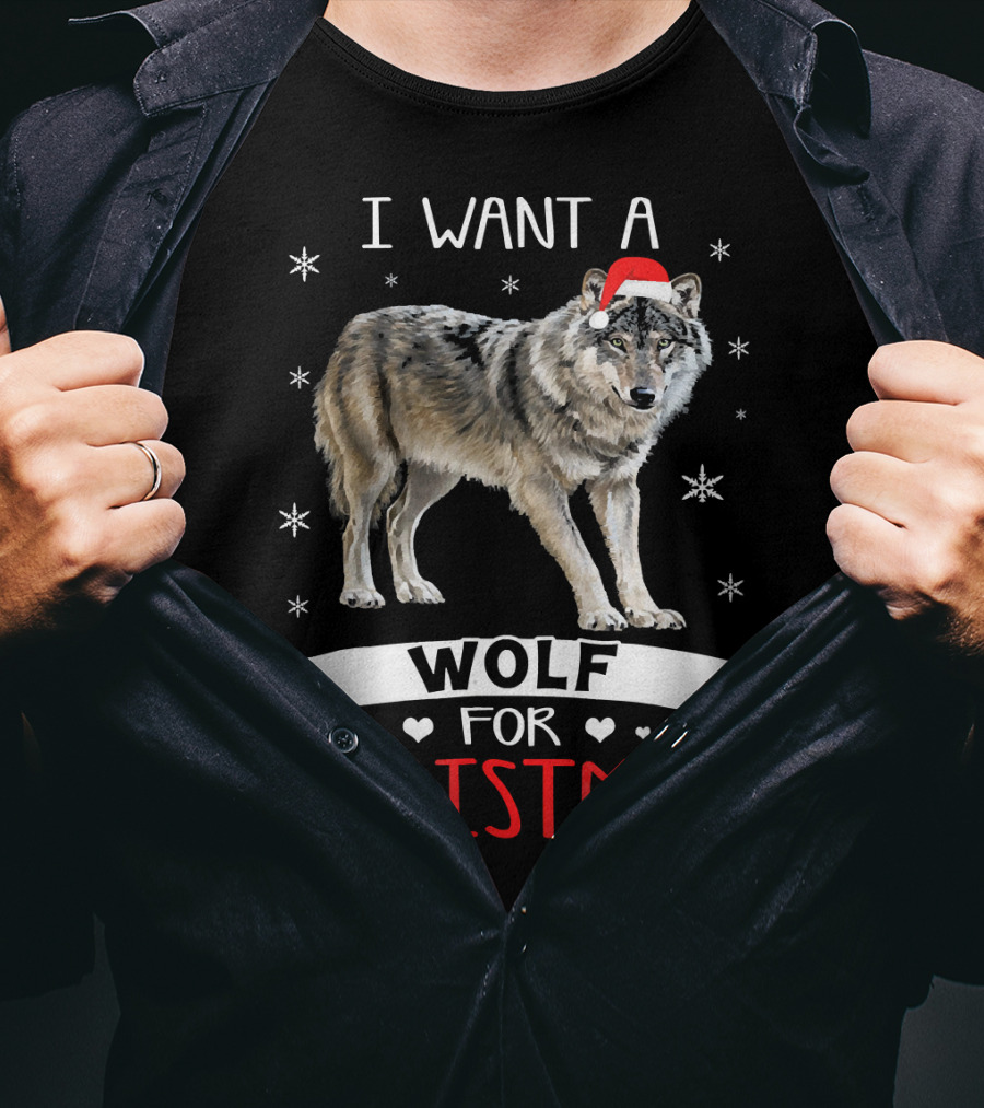 I Want A Wolf For Christmas T-Shirt