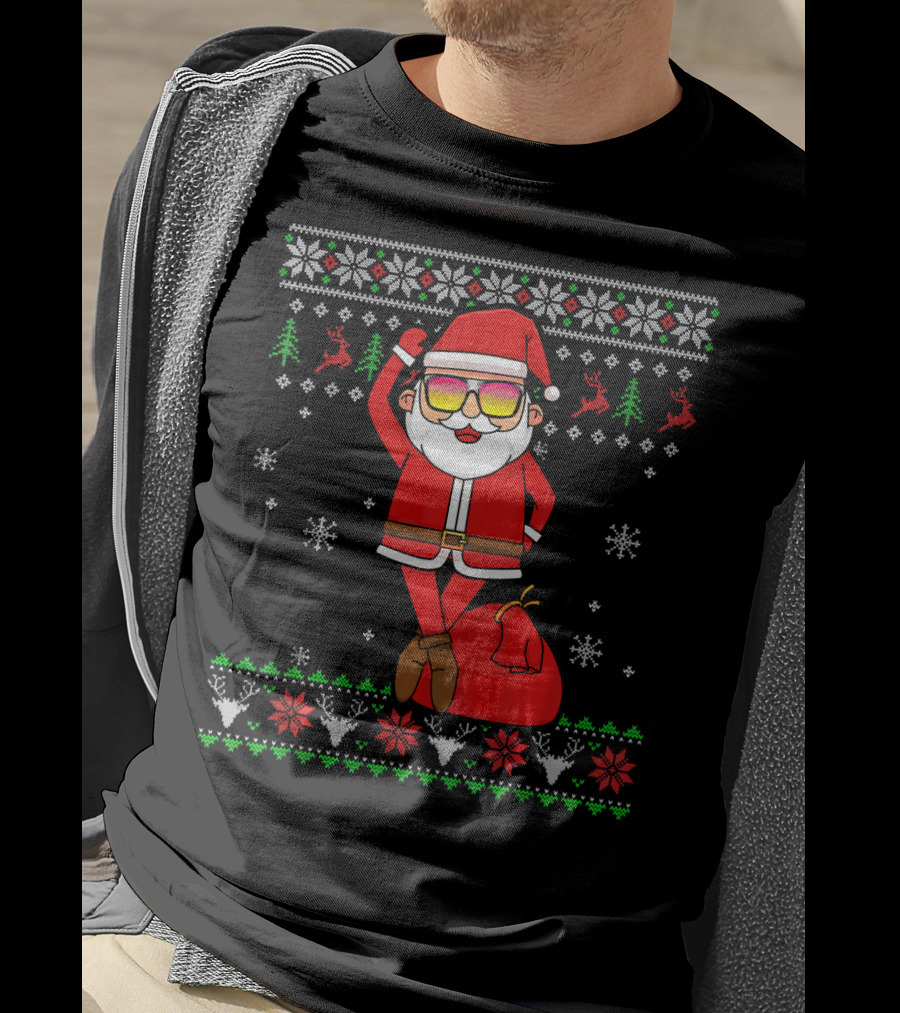 Ballet Lover Santa Claus Ballerina Christmas Snowflakes Reindeer Ugly T-Shirt