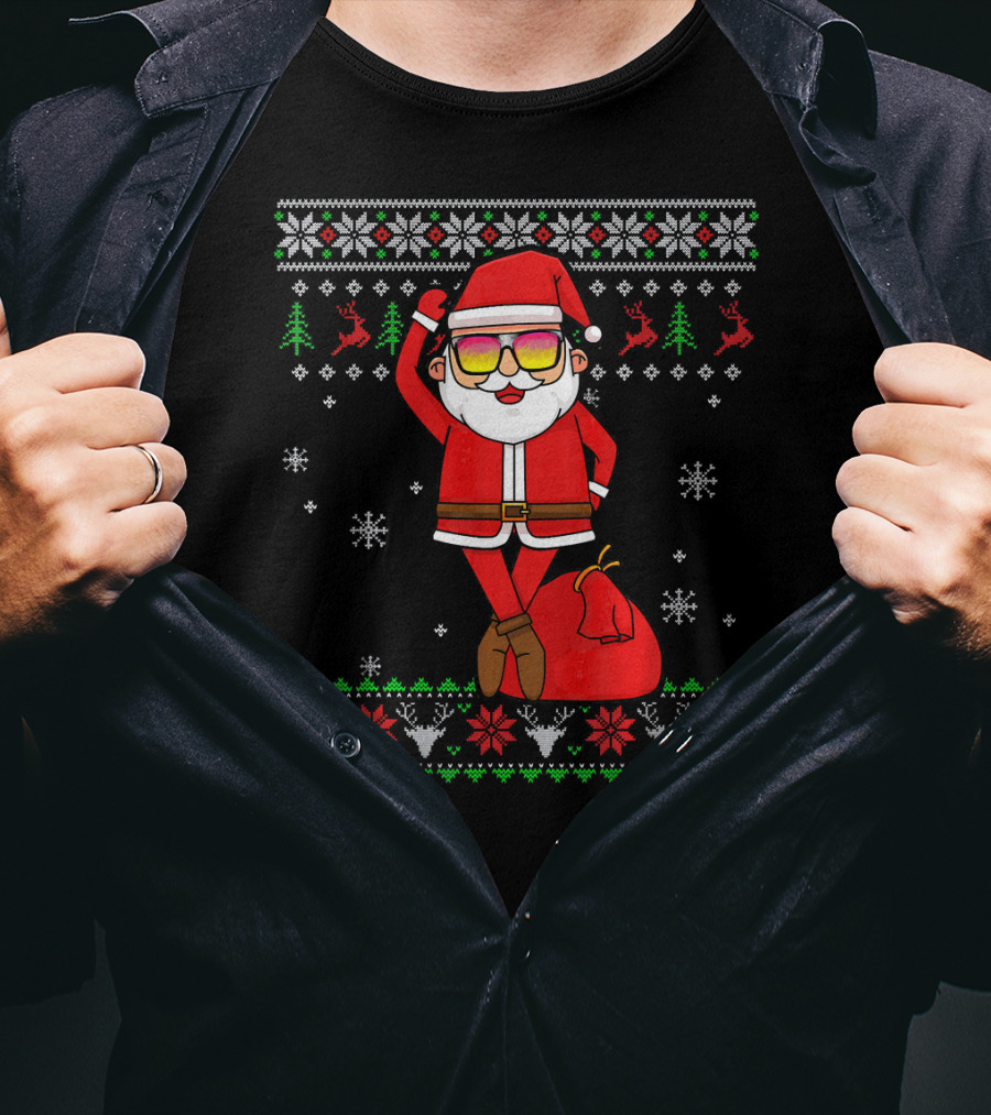 Ballet Lover Santa Claus Ballerina Christmas Snowflakes Reindeer Ugly T-Shirt