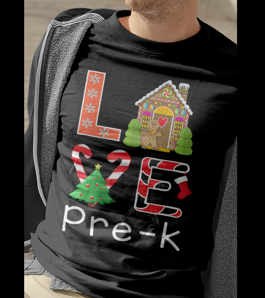 Love Pre-k Gingerbread Christmas Holiday Elements T-Shirt
