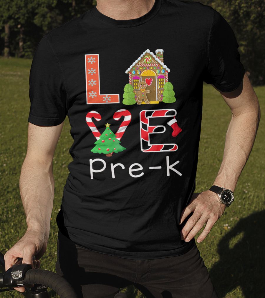 Love Pre-k Gingerbread Christmas Holiday Elements T-Shirt