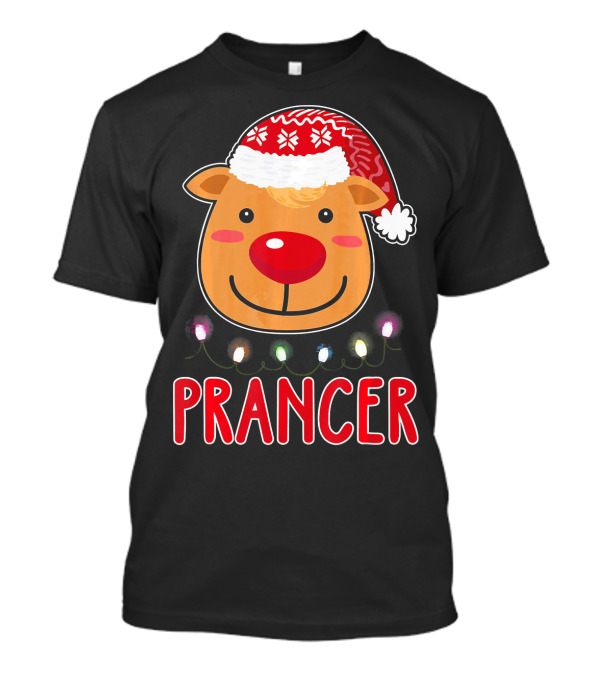 Team Prancer Santa's Reindeer Christmas Dabbing Lights T-Shirt