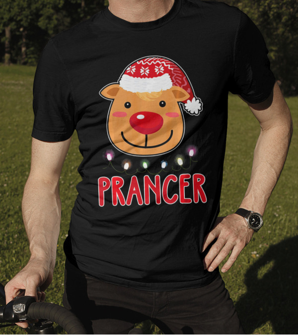 Team Prancer Santa's Reindeer Christmas Dabbing Lights T-Shirt