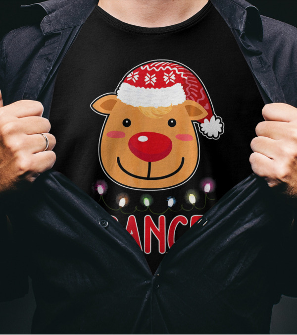Team Prancer Santa's Reindeer Christmas Dabbing Lights T-Shirt