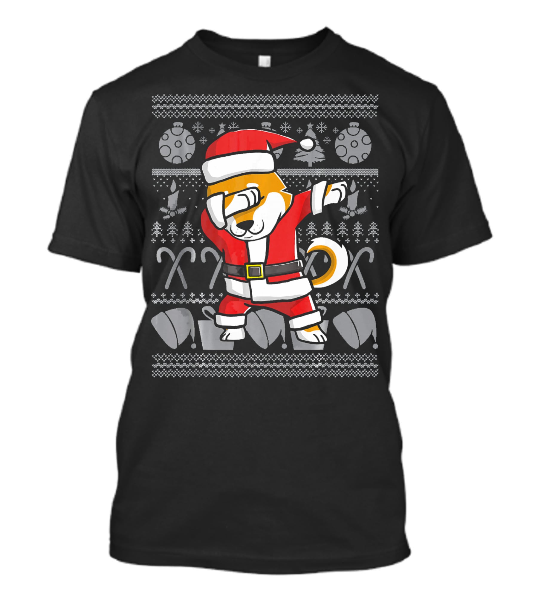 Santa Claus Dabbing Shiba Inu Dog Christmas T-Shirt