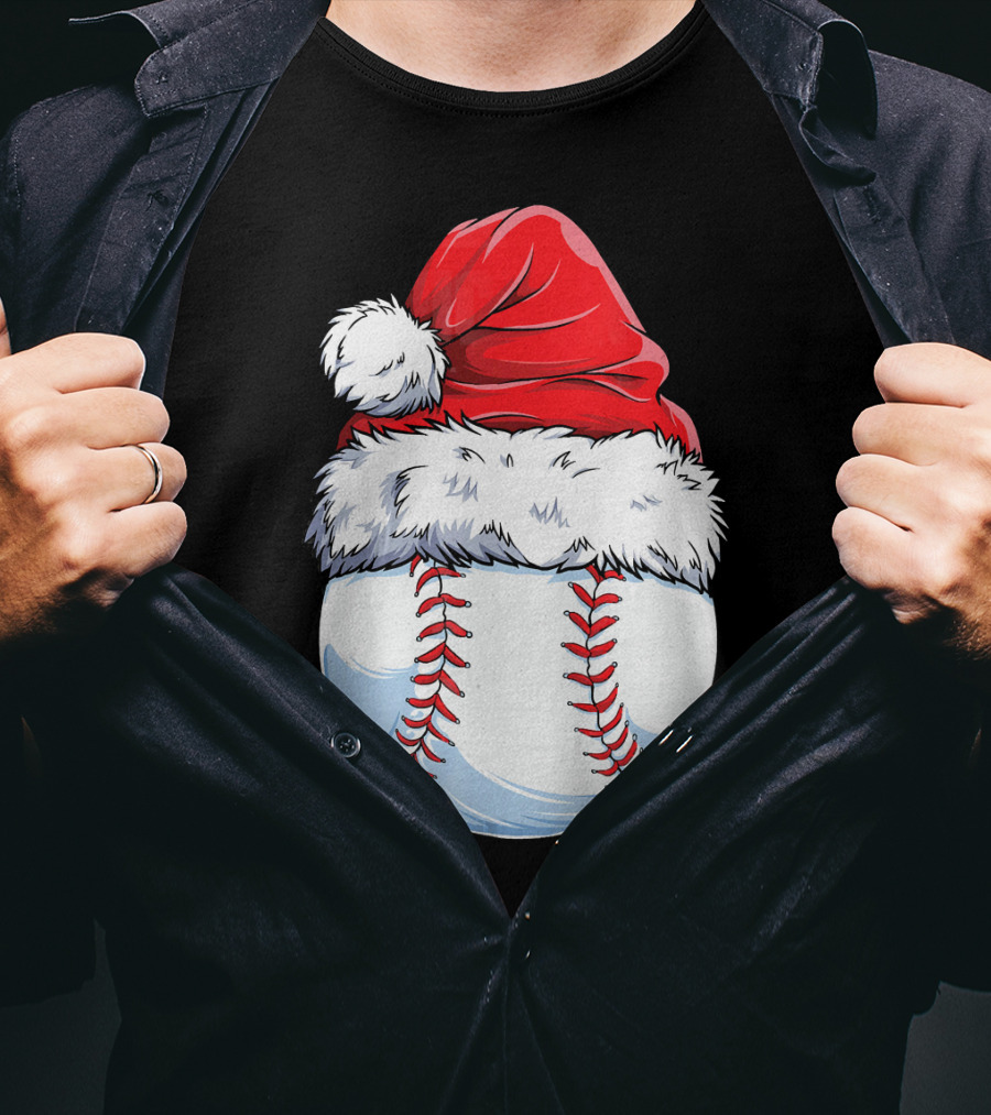 Baseball Santa Christmas Hat T-Shirt