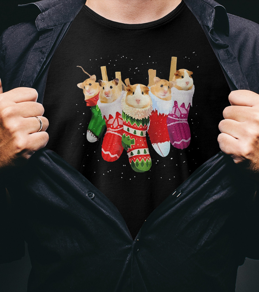 Hamster Holiday Cozy Stockings T-Shirt