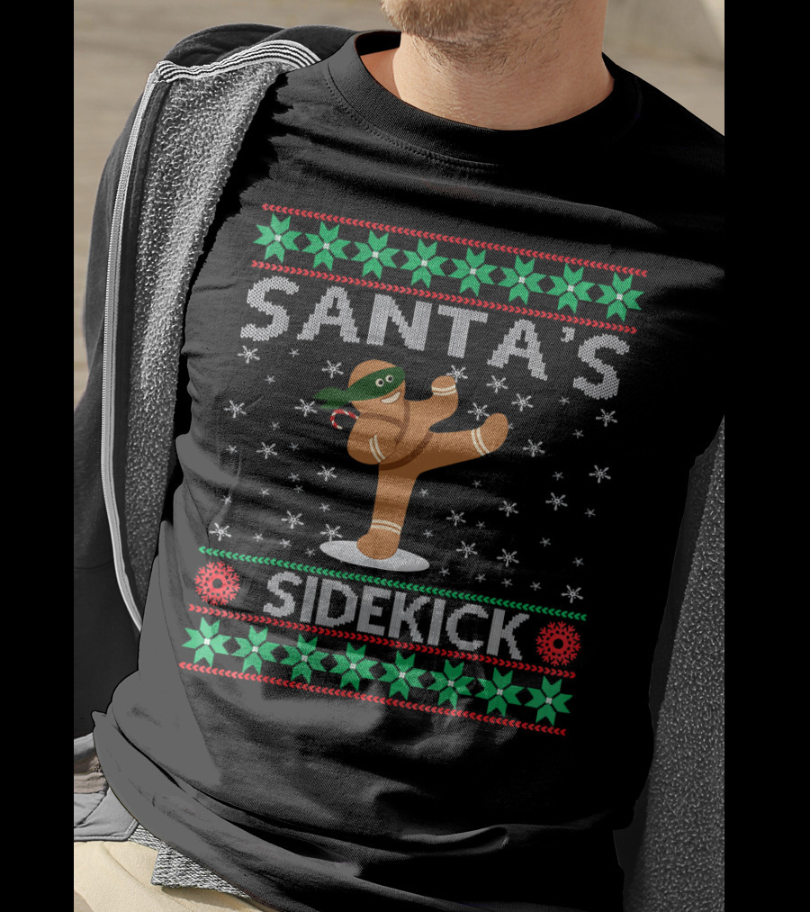 Santa's Sidekick Gingerbread Ninja Christmas T-Shirt