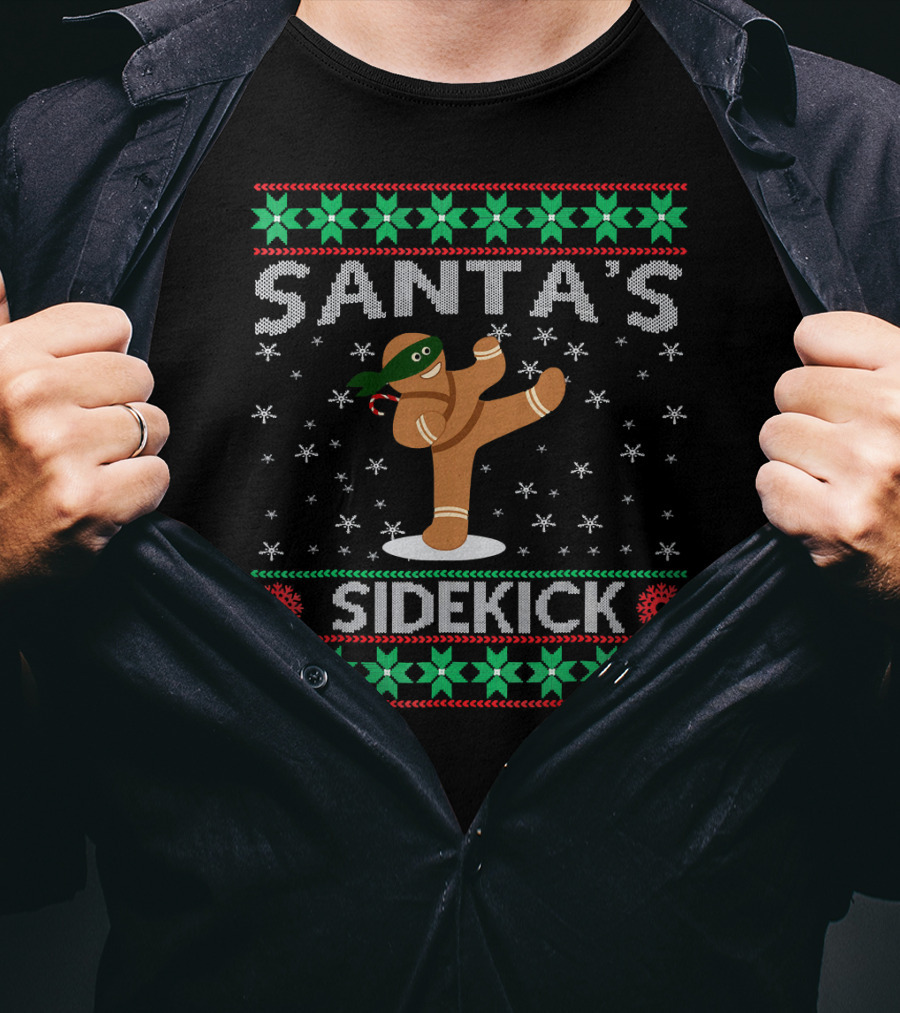 Santa's Sidekick Gingerbread Ninja Christmas T-Shirt