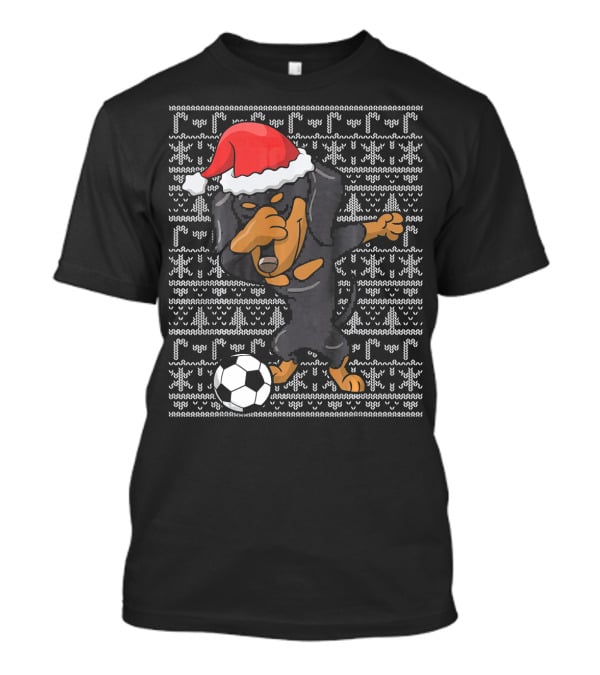 Dabbing Dachshund Santa Soccer Dog T-Shirt