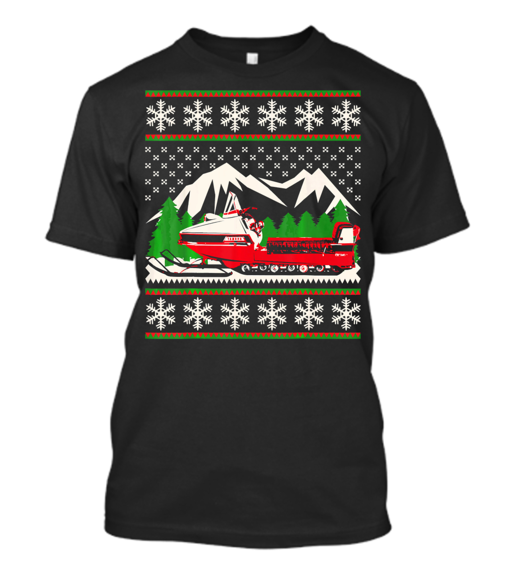 Vintage Snowmobile Ugly Christmas T-Shirt
