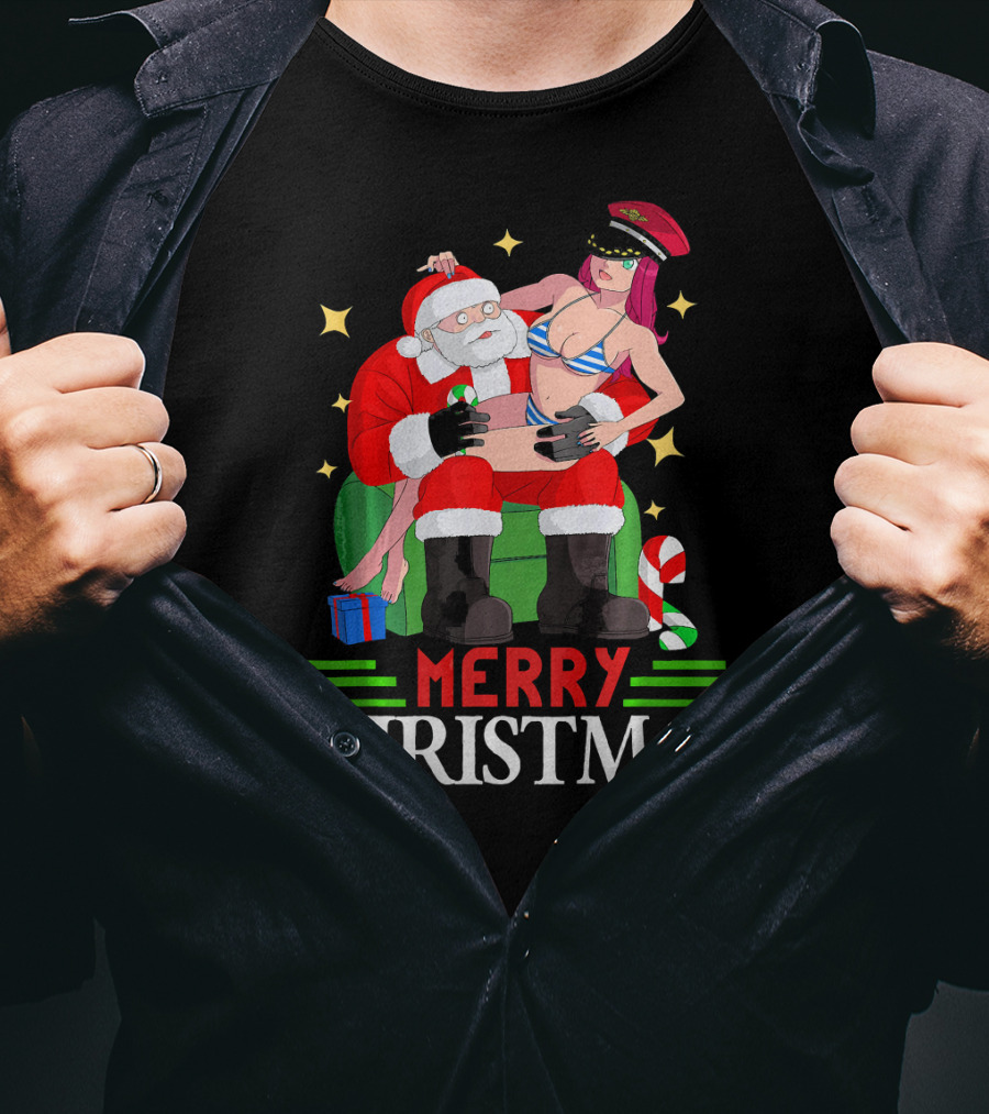 Merry Christmas Santa Claus Sit On Santa's Lap T-Shirt