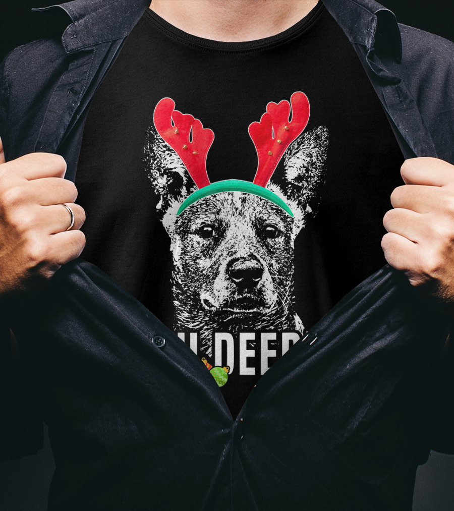 Oh Deer Funny Australian Cattle Dog Antlers Holiday T-Shirt