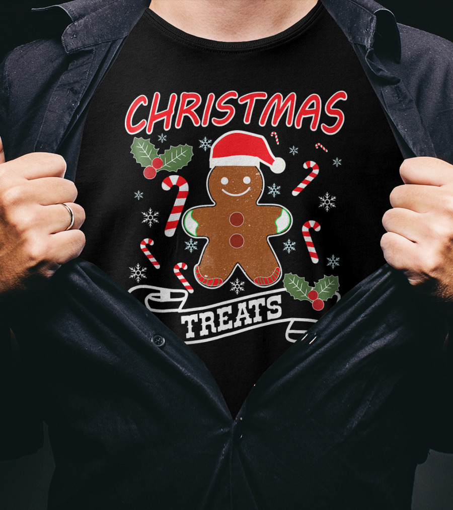 CHRISTMAS TREATS Gingerbread Candy Canes And Holly T-Shirt
