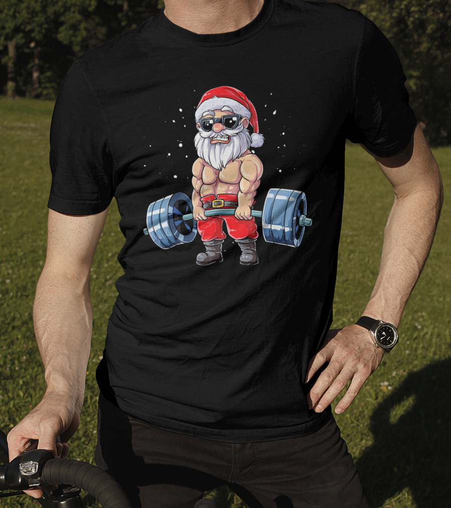 Muscular Santa Deadlift Fitness Christmas T-Shirt