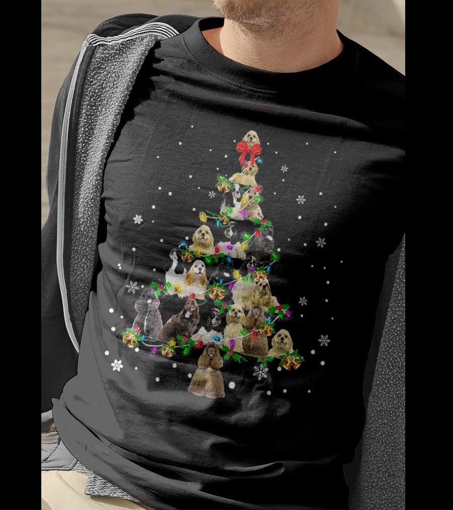 American Cocker Spaniel Christmas Tree Snowflakes T-Shirt