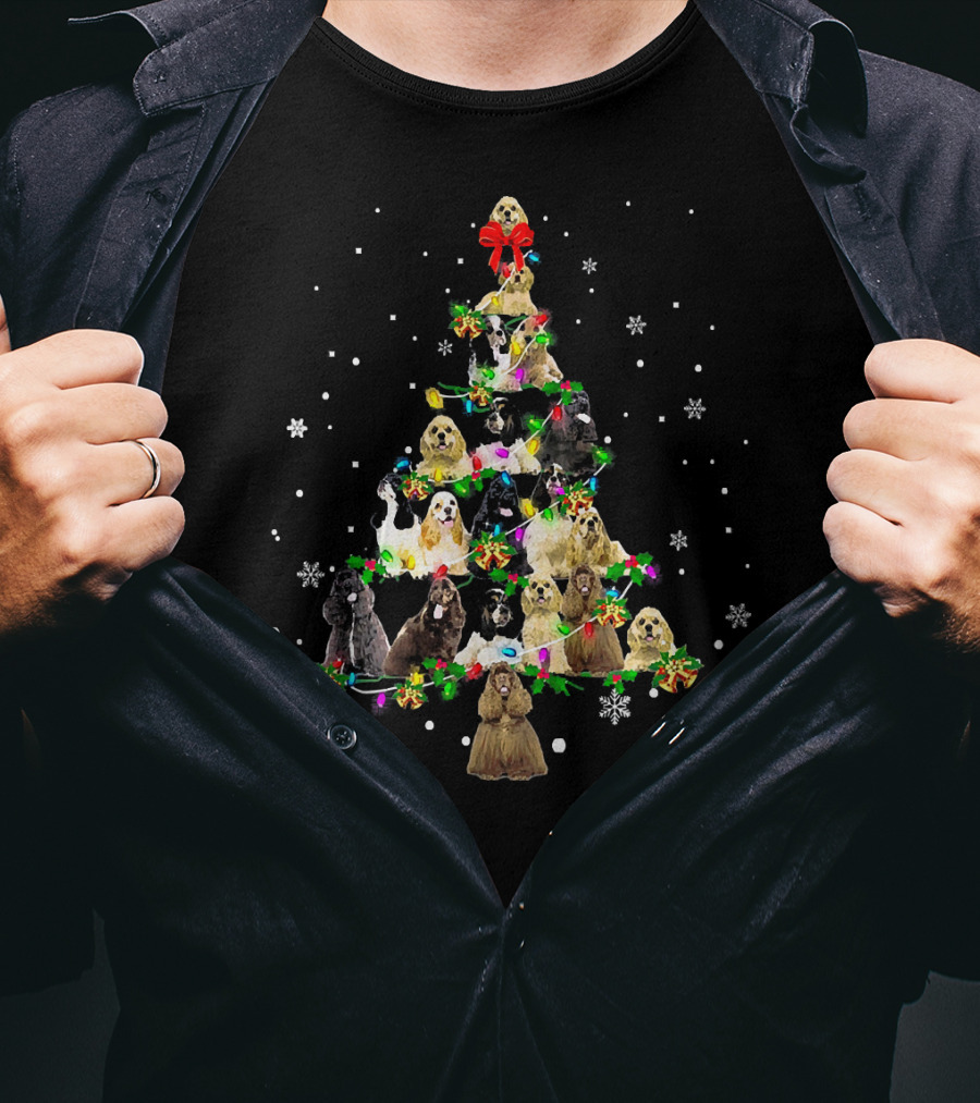 American Cocker Spaniel Christmas Tree Snowflakes T-Shirt