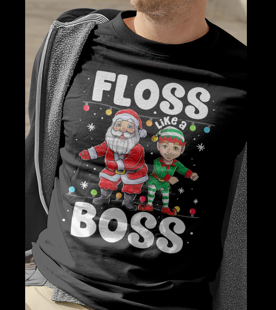 Floss Like A Boss Santa And Elf Christmas Dance T-Shirt