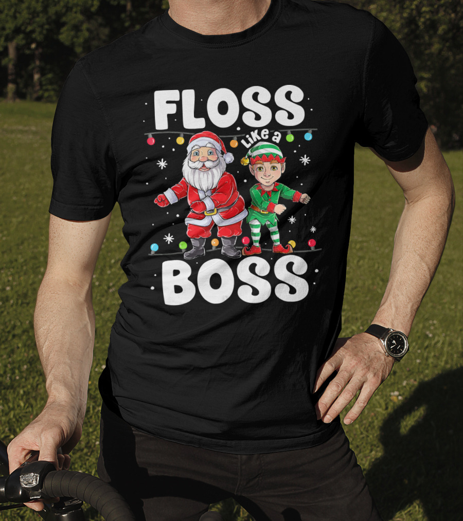 Floss Like A Boss Santa And Elf Christmas Dance T-Shirt