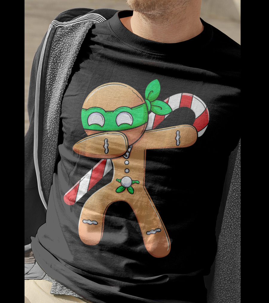 Christmas Boys Dabbing Gingerbread Ninja Candy Cane T-Shirt