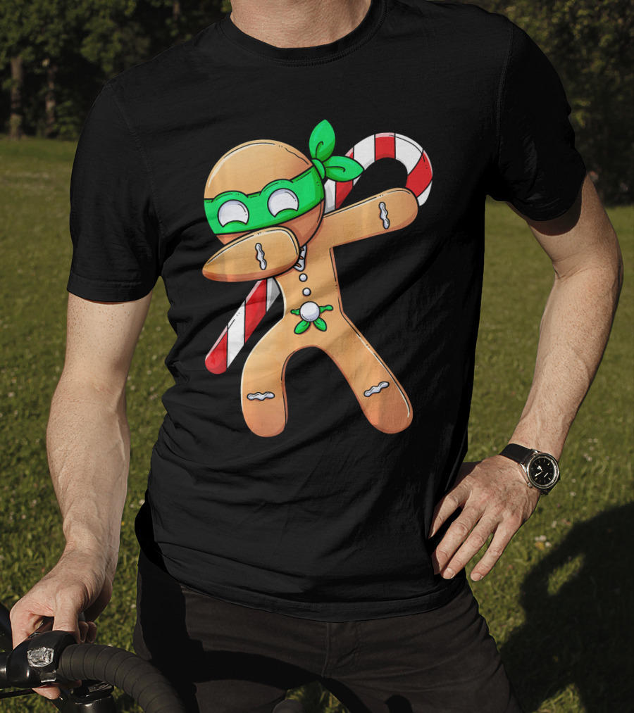 Christmas Boys Dabbing Gingerbread Ninja Candy Cane T-Shirt