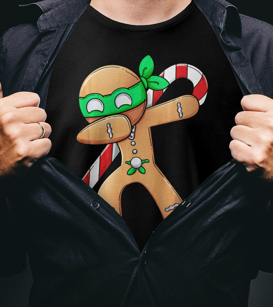 Christmas Boys Dabbing Gingerbread Ninja Candy Cane T-Shirt
