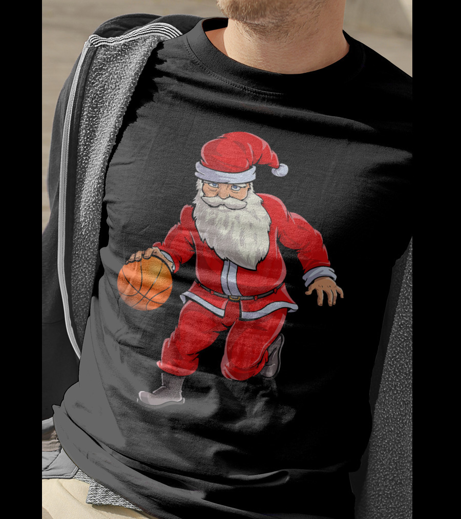 Santa Claus Basketball Dribble Christmas T-Shirt