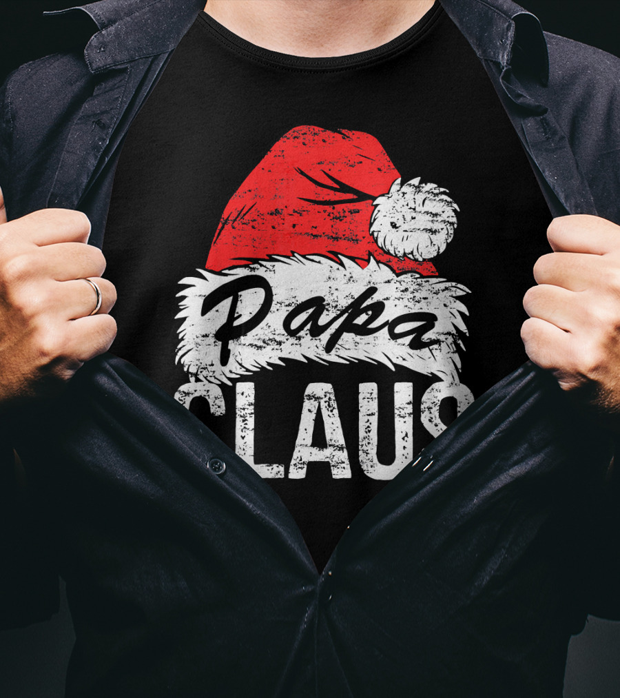 Papa Claus Matching Family Christmas Santa Hat T-Shirt