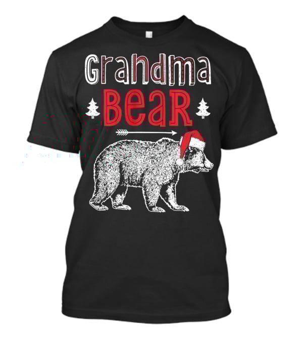 Grandma Bear Christmas Santa Hat Family Holiday Winter T-Shirt