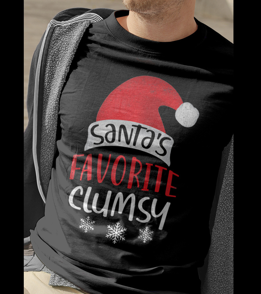 Santa's Favorite Clumsy Christmas Snowflakes Santa Hat T-Shirt
