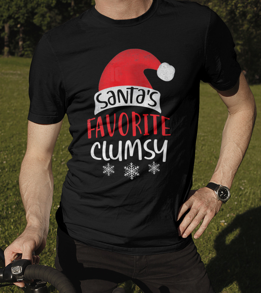 Santa's Favorite Clumsy Christmas Snowflakes Santa Hat T-Shirt