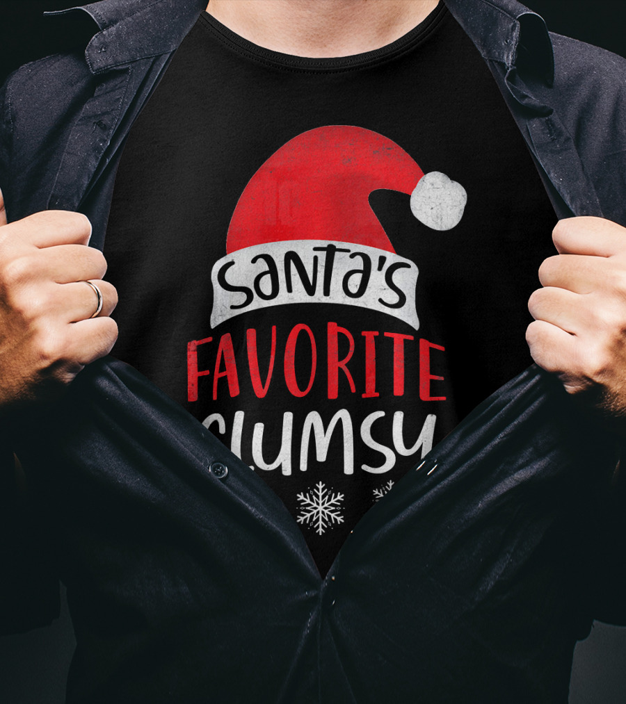 Santa's Favorite Clumsy Christmas Snowflakes Santa Hat T-Shirt