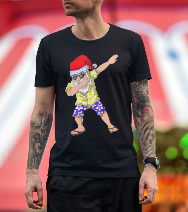 Premium T-Shirt: Santa Claus Dabbing in Hawaiian Shirt Christmas in July T-Shirt Santa Claus Dabbing in Hawaiian Shirt Christmas in July T-Shirt
