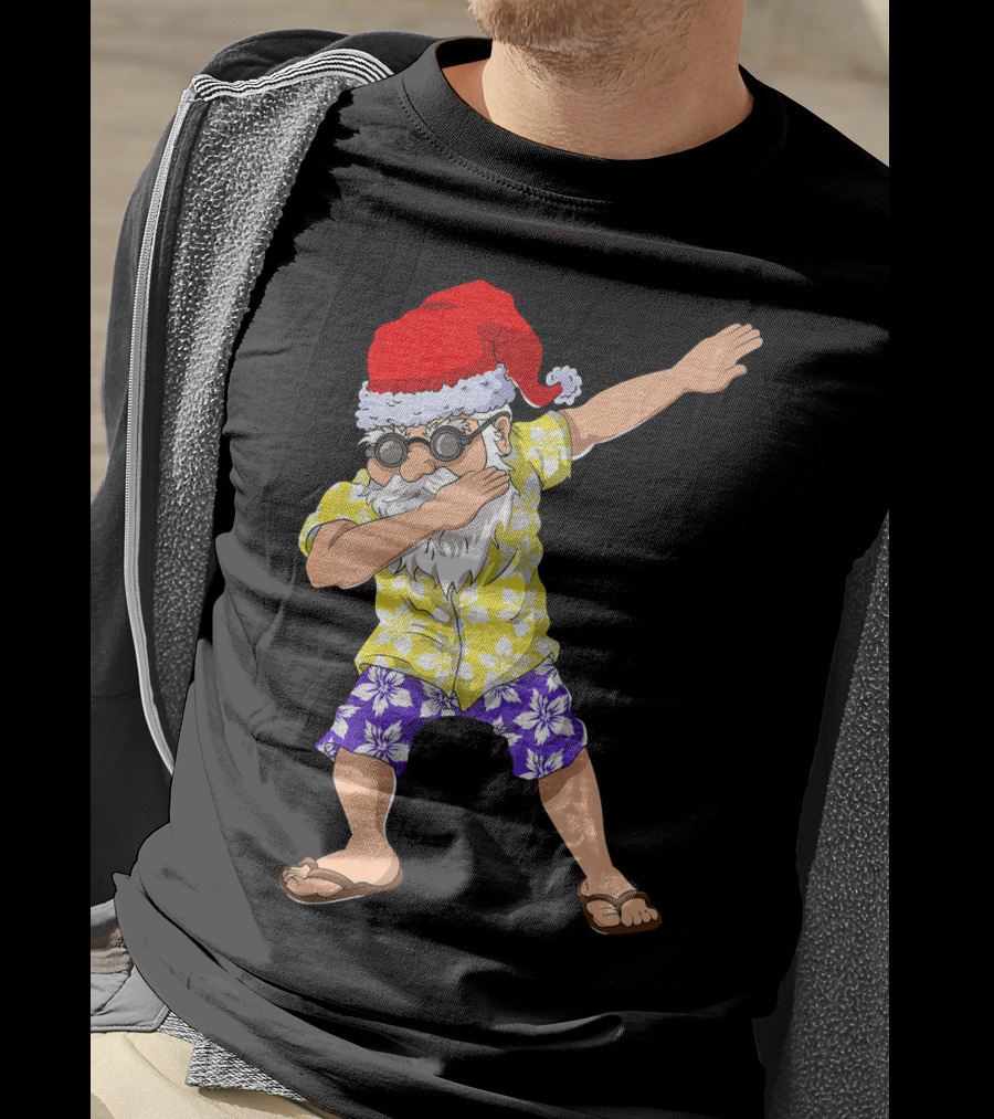 Santa Claus Dabbing In Hawaiian Shirt Christmas In July T-Shirt